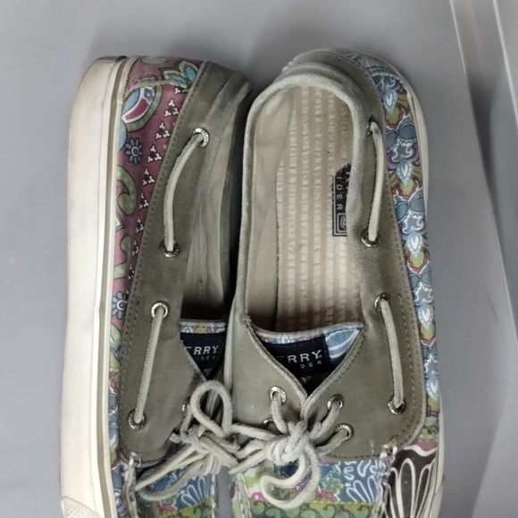 Sperry Top Sider Bahama Womens 10 Boat Shoe Blue/Purple Floral Canvas Loafers - Picture 4 of 9